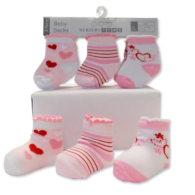 Picture of 612202 NURSERY TIME GIRLS INFANT SOCKS PACK OF THREE